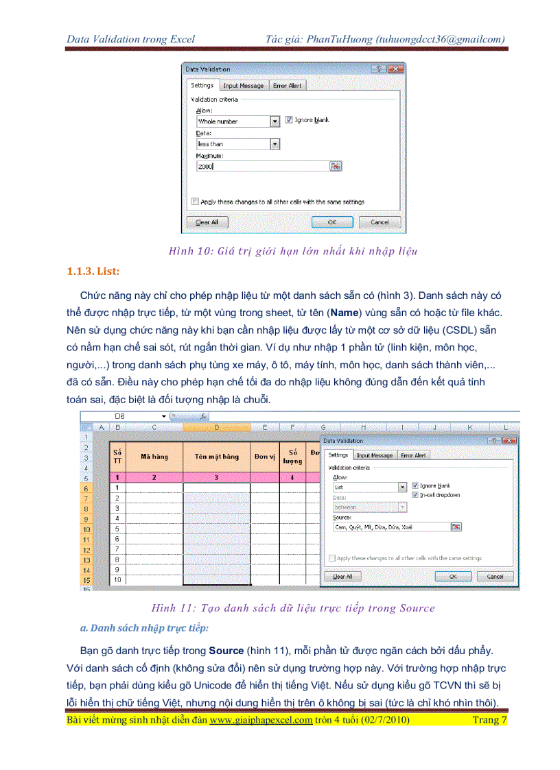 image for page Validation Excel