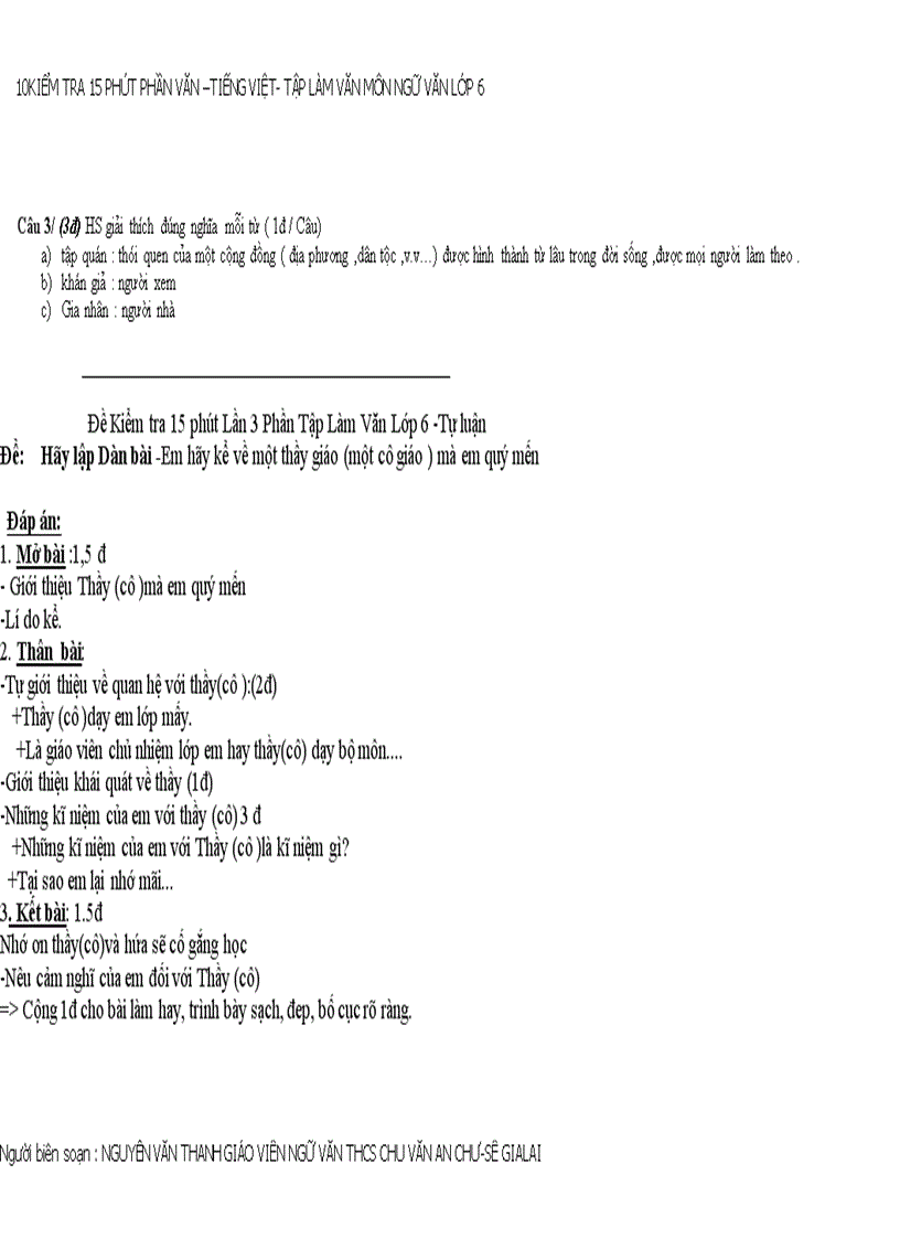 image for page Bổ sung ma trận kiểm tra 15 phút ngữ văn 6