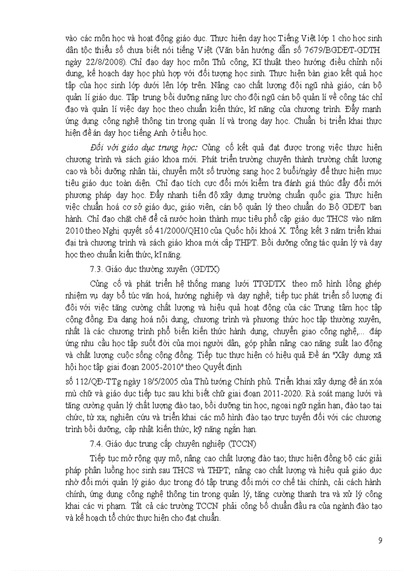 image for page Chi thị nhiệm vụ năm học của GDMN GDPT GDTX GDCN năm học 2009 2010