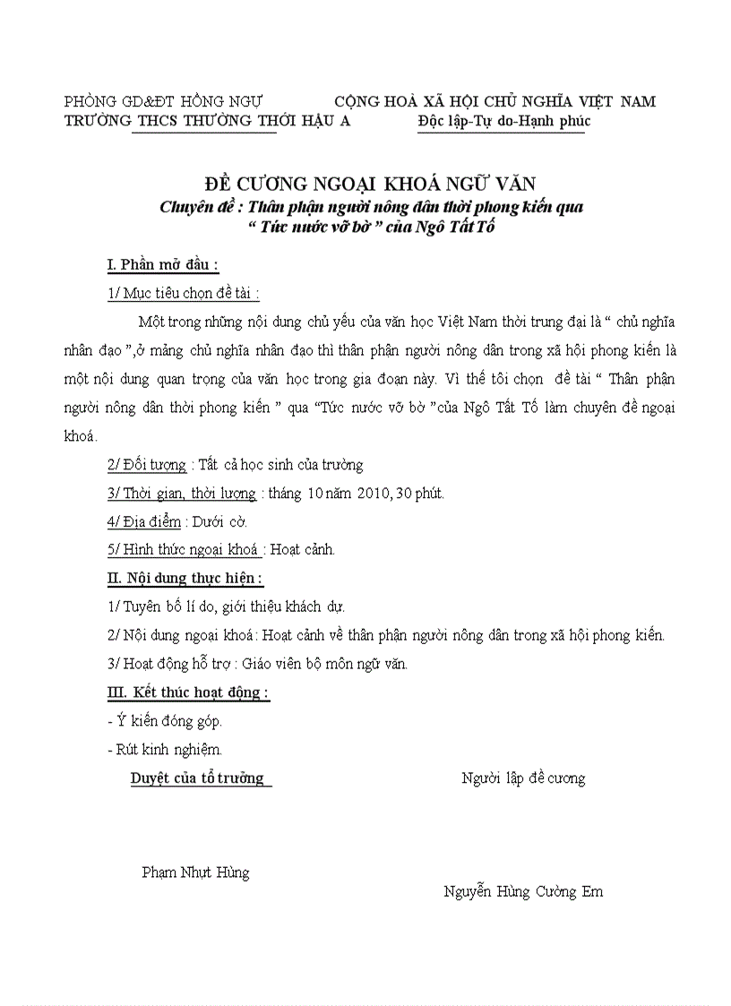 image for page Đề cương Ngoại khóa ngữ văn