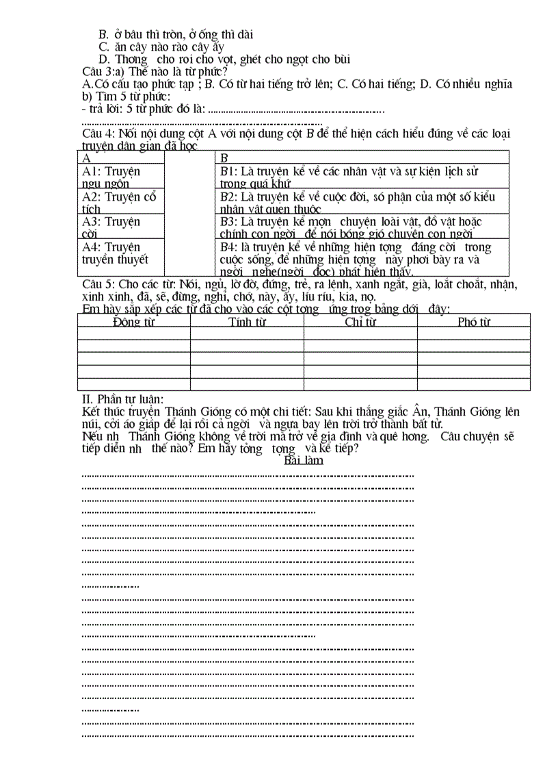 image for page Đề cương ôn tập ngữ văn 6 kì I