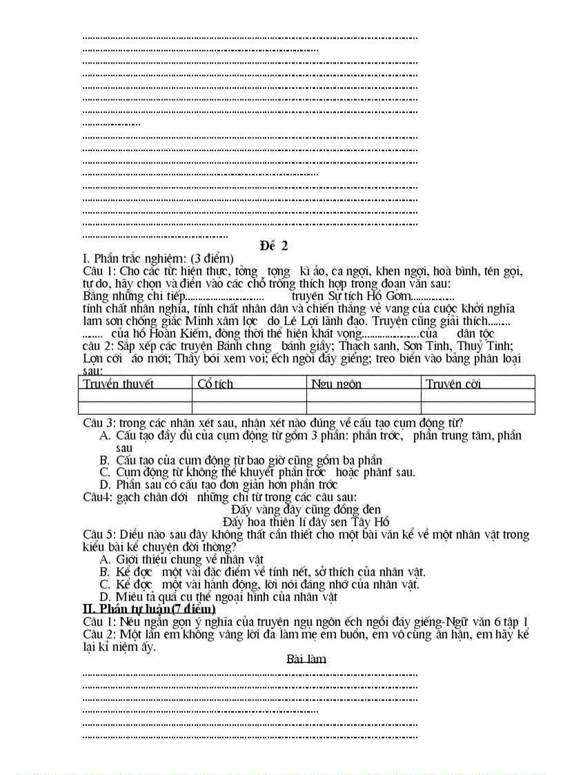 image for page Đề cương ôn tập ngữ văn 6 kì I