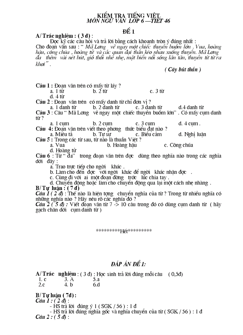 image for page De kiem tra tieng viet 6 tiet 46