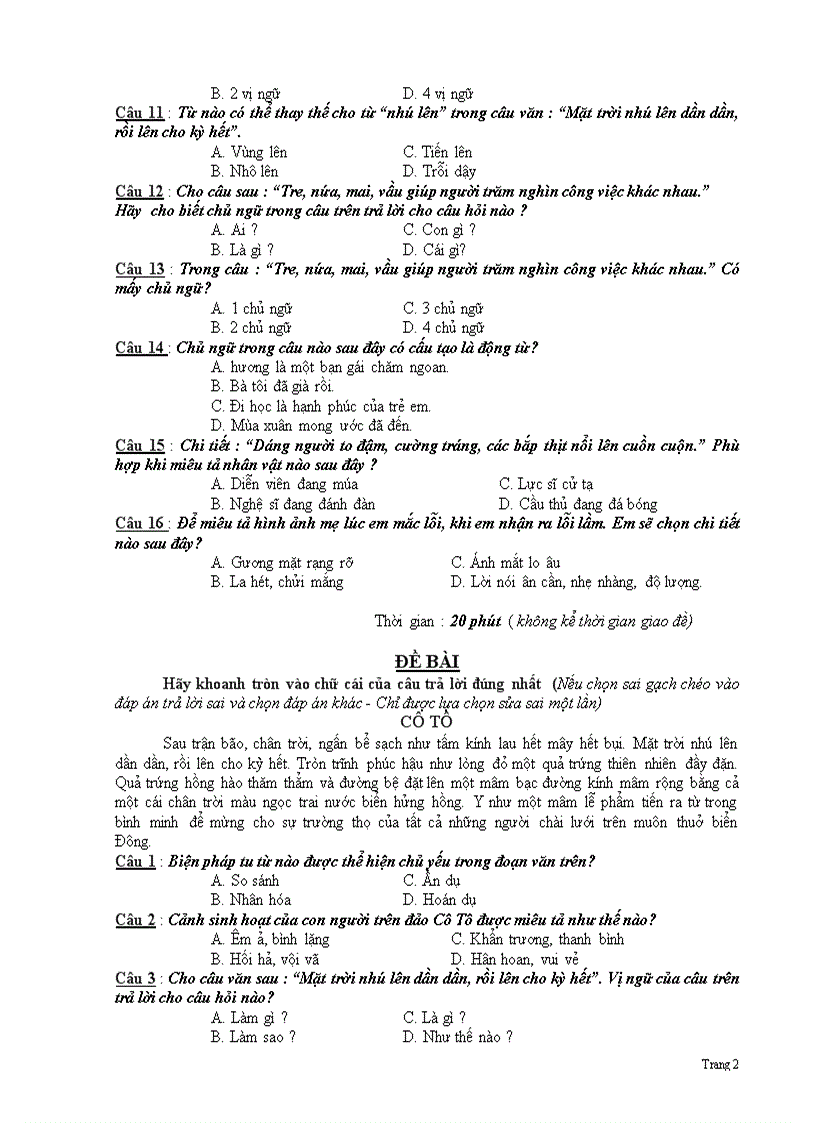 image for page Đề KTHK II Văn 6 NVT