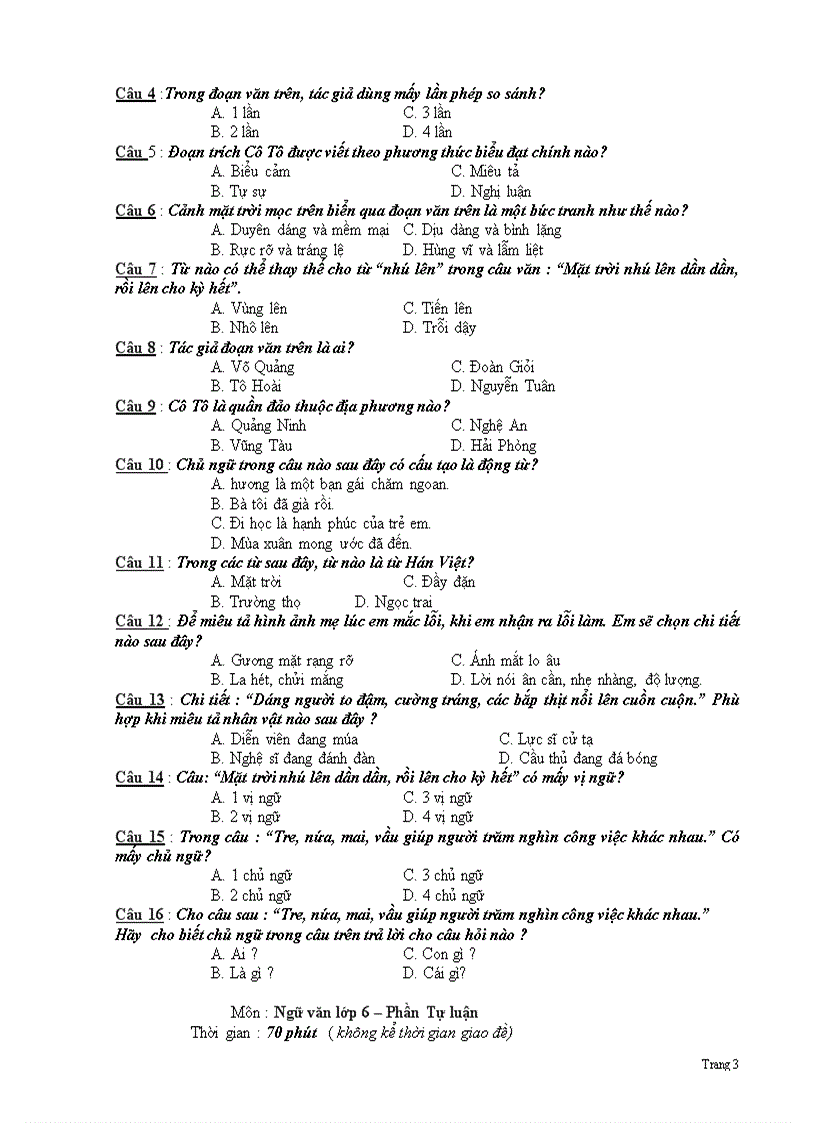 image for page Đề KTHK II Văn 6 NVT