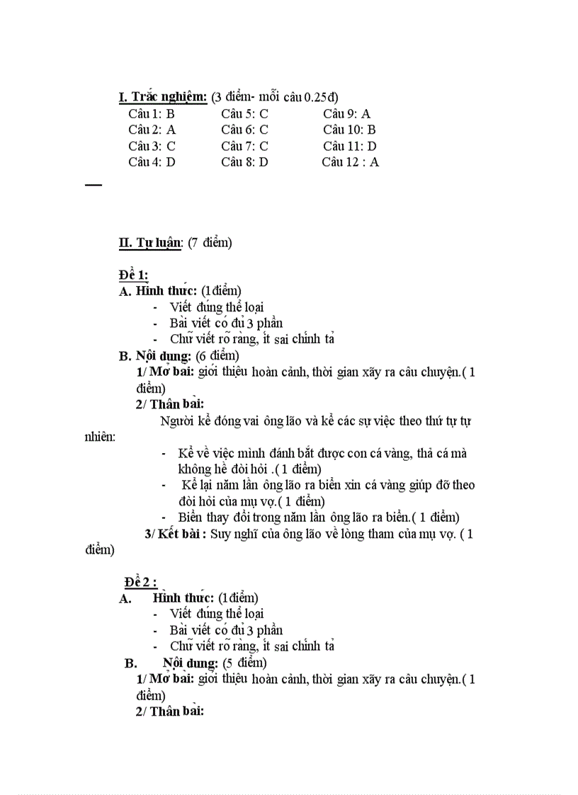 image for page Đề Thi HK I Đáp án