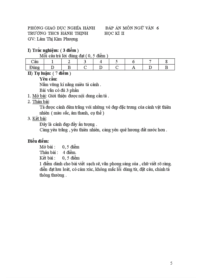 image for page Đề thi và đáp án HKI HKII văn 6