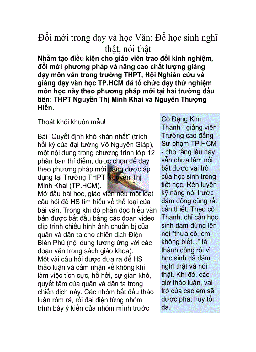 image for page Đổi mới trong dạy và học Văn