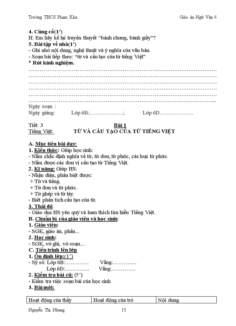 image for page Giao an 6 tiet 1 2