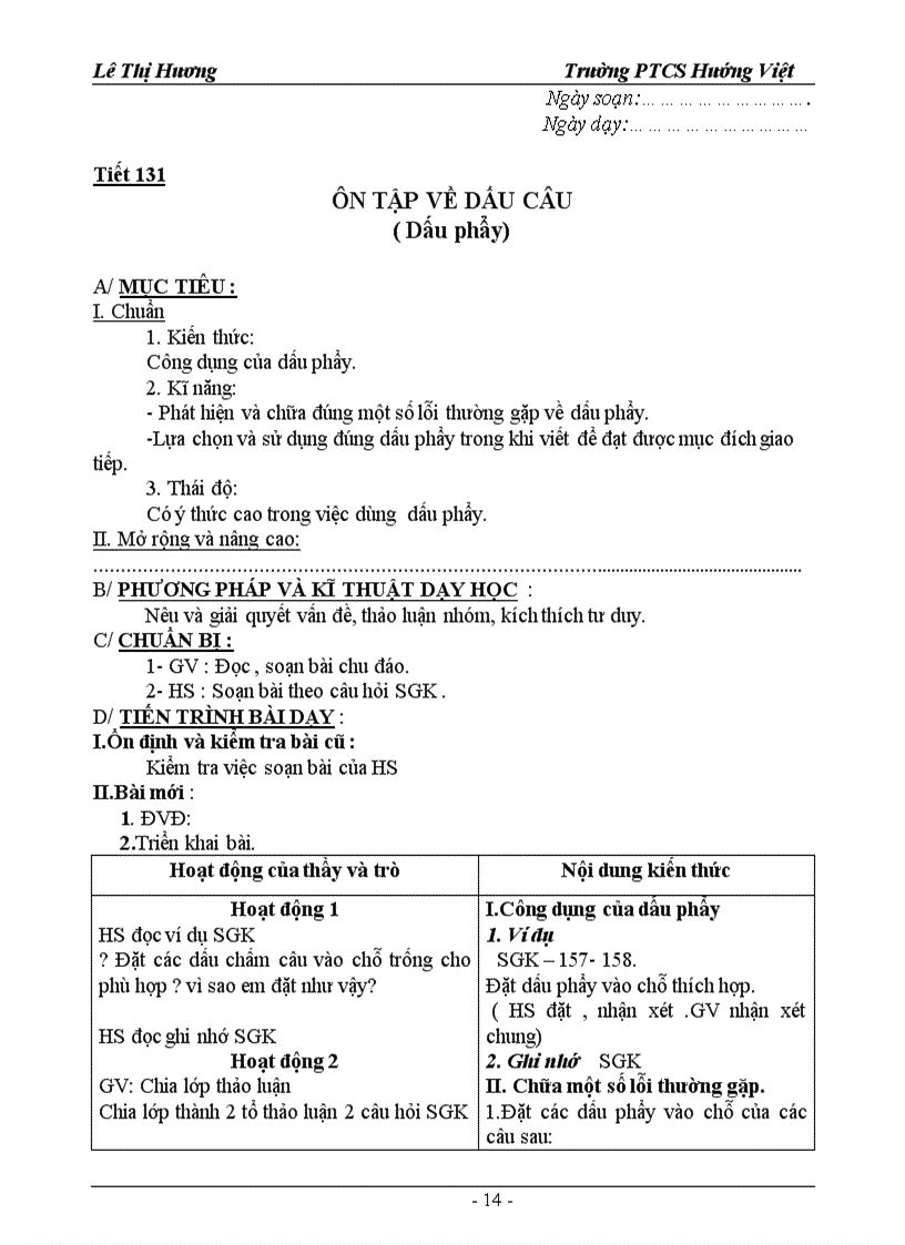 image for page Giáo án 6 tiết 125 đến 140