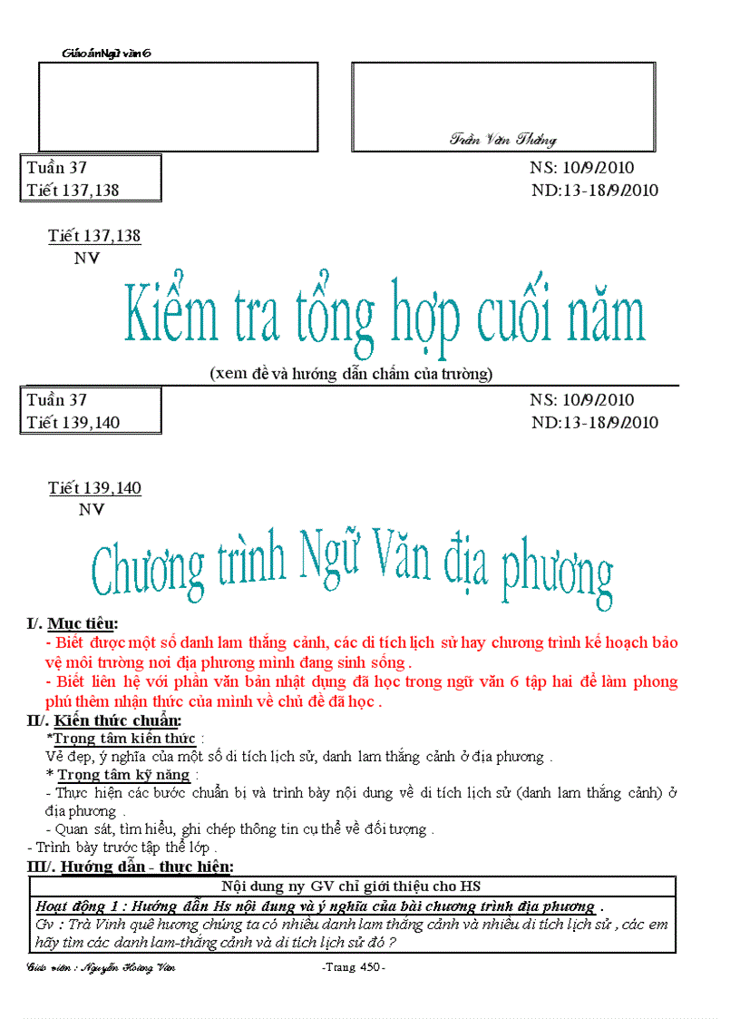 image for page Giáo án 6 tuần 22 37 năm học 2011 2012
