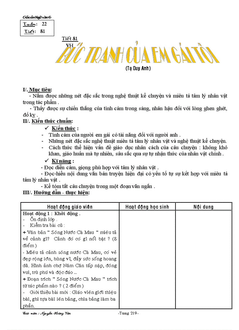 image for page Giáo án 6 tuần 22 37 theo chuẩn