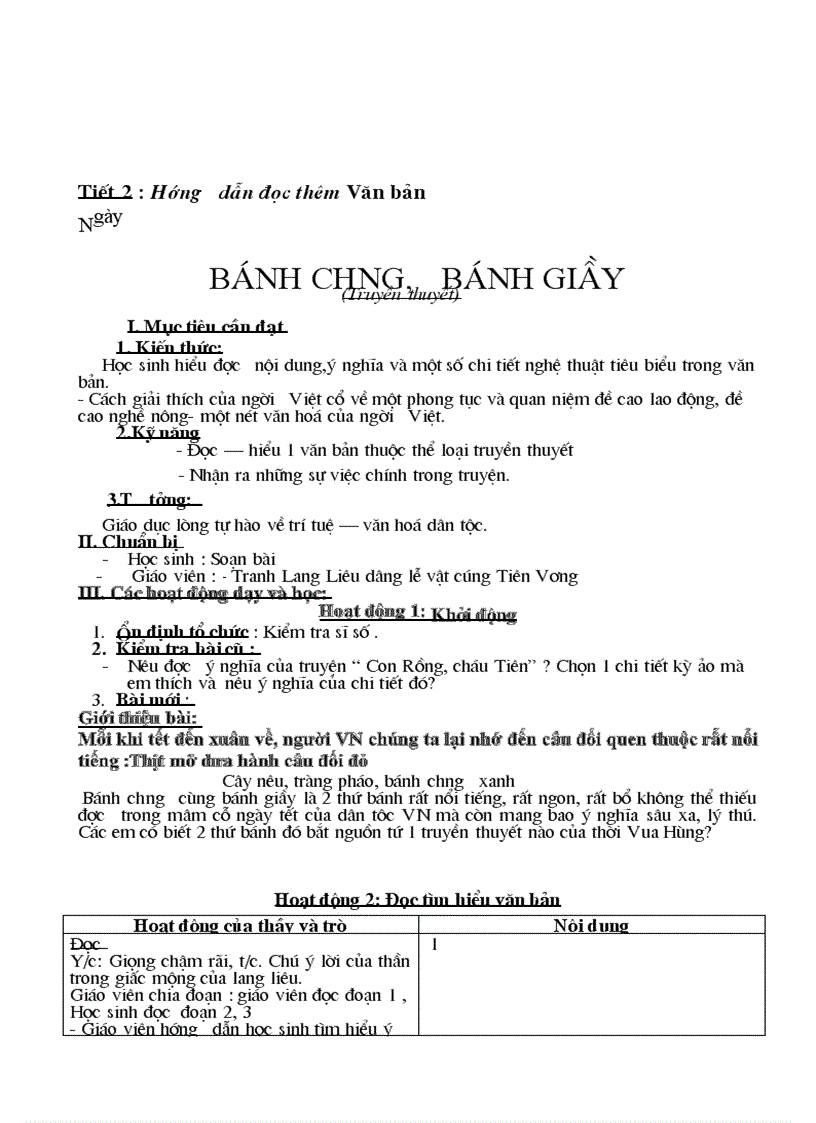 image for page Giáo án chuẩn kiến thức kỹ năng ngữ văn 6 kỳ I