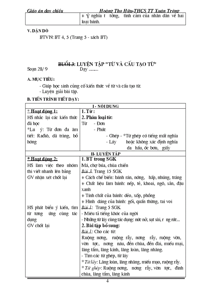 image for page Giáo án dạy thêm buổi chiều