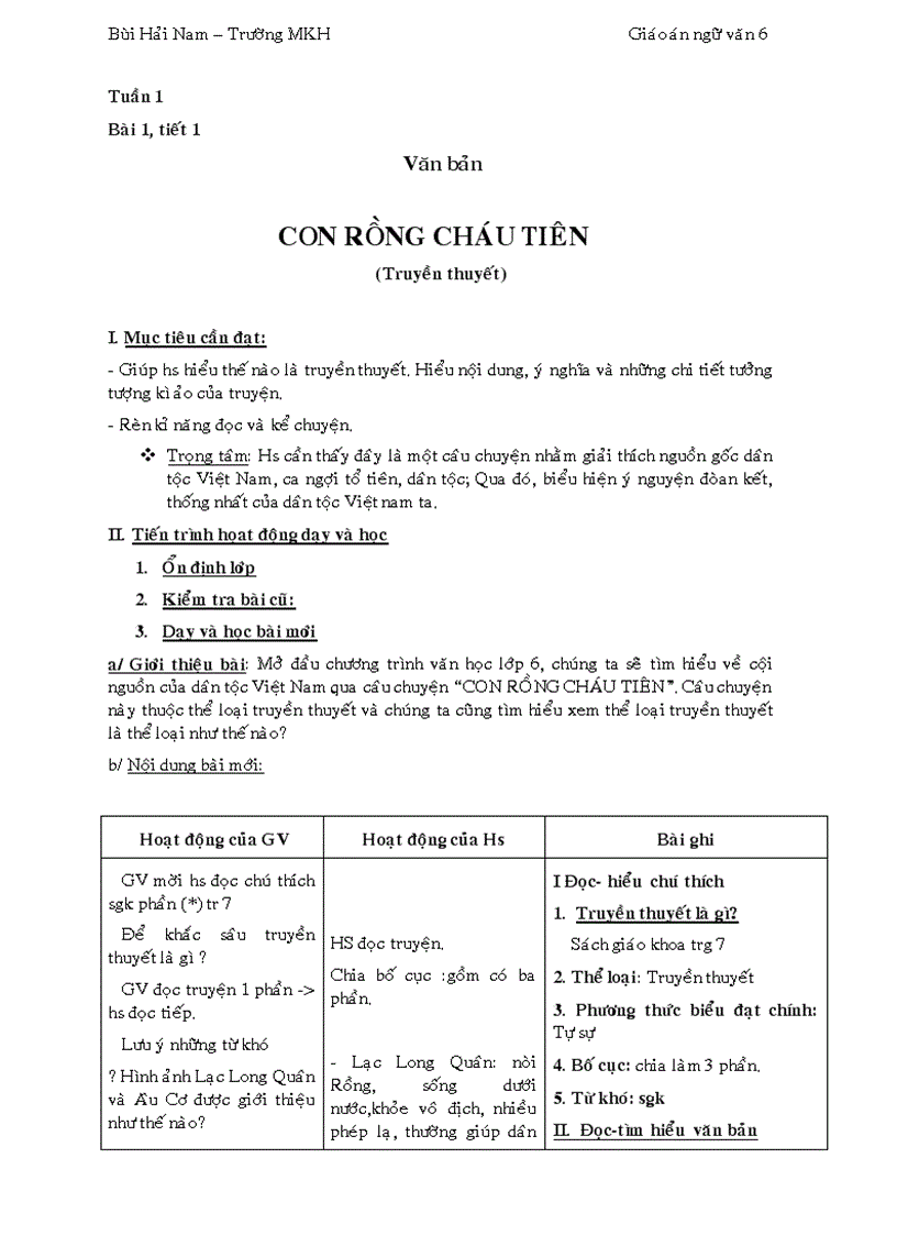 image for page Giáo án Ngữ văn 6 3 cột