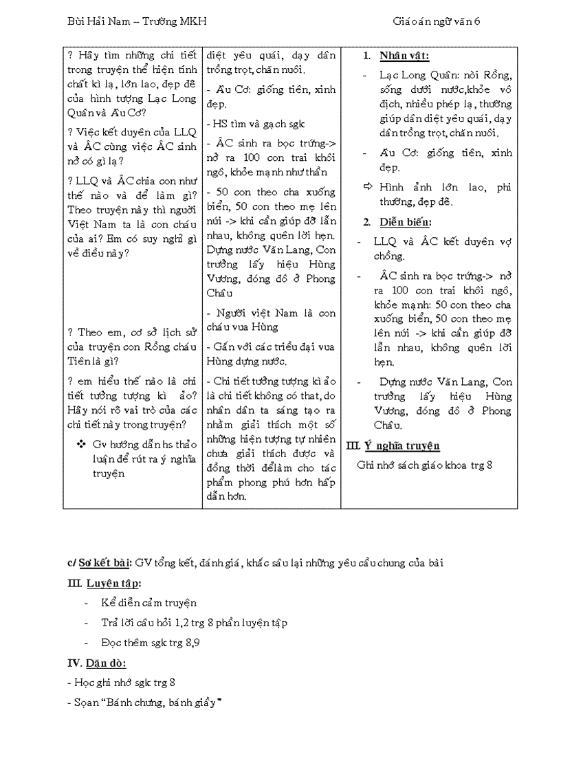 image for page Giáo án Ngữ văn 6 3 cột