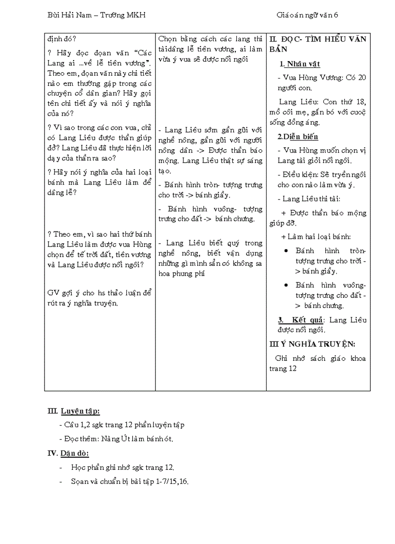 image for page Giáo án Ngữ văn 6 3 cột