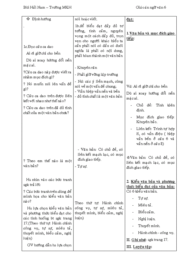 image for page Giáo án Ngữ văn 6 3 cột