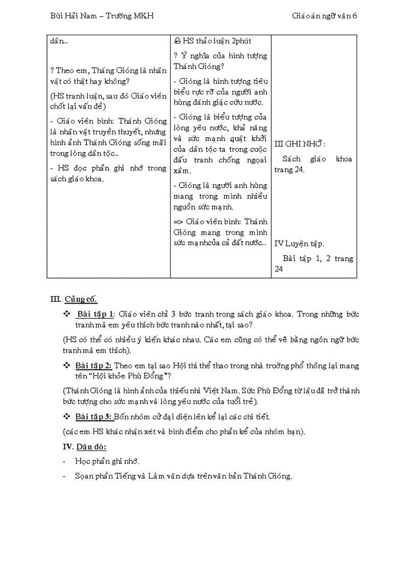 image for page Giáo án Ngữ văn 6 3 cột