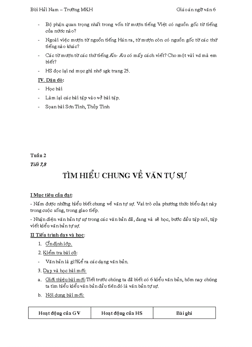 image for page Giáo án Ngữ văn 6 3 cột