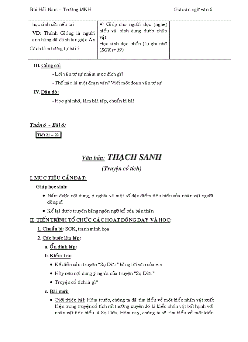 image for page Giáo án Ngữ văn 6 3 cột