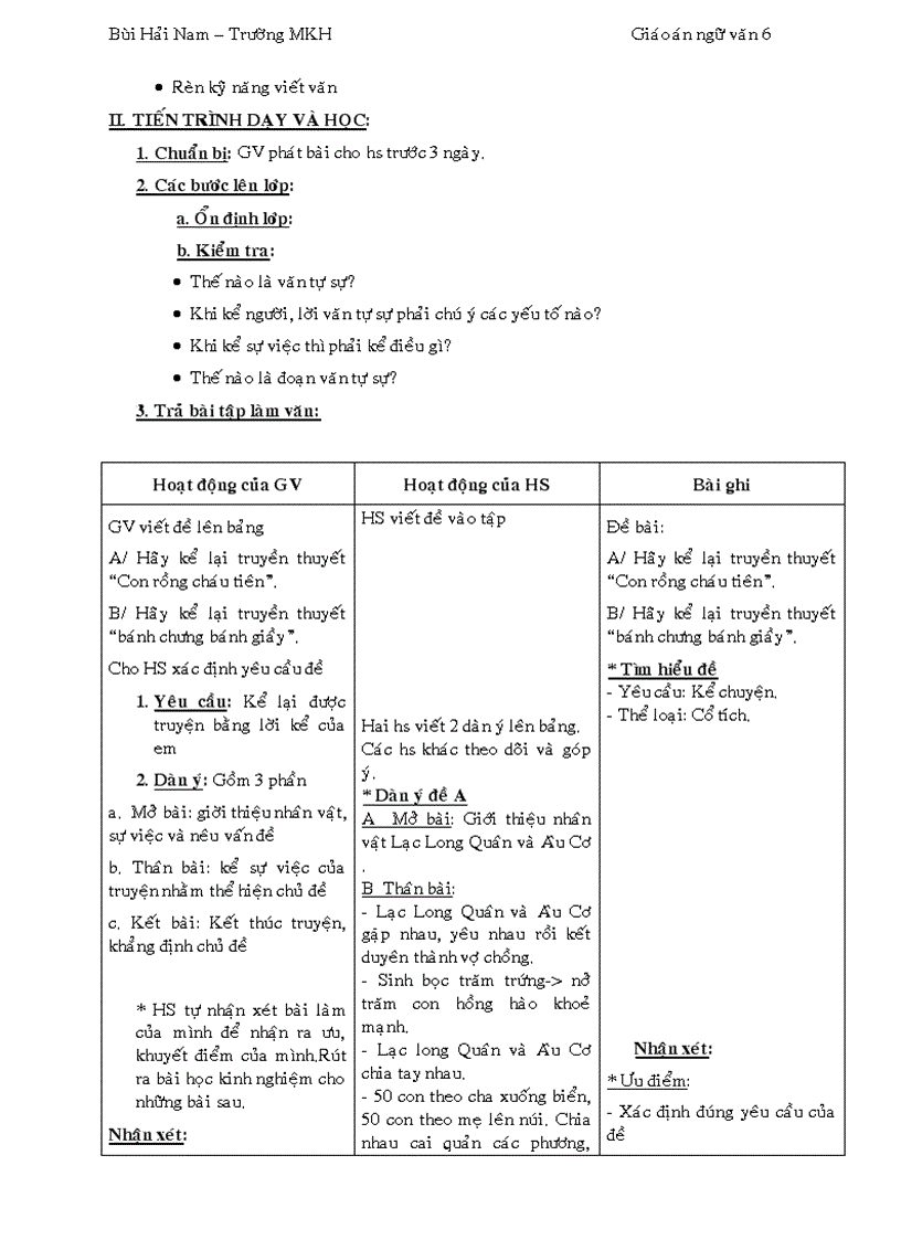 image for page Giáo án Ngữ văn 6 3 cột