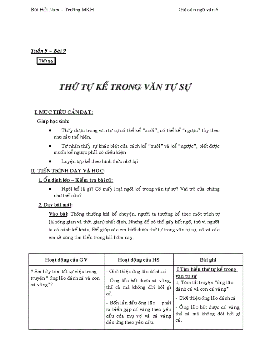 image for page Giáo án Ngữ văn 6 3 cột