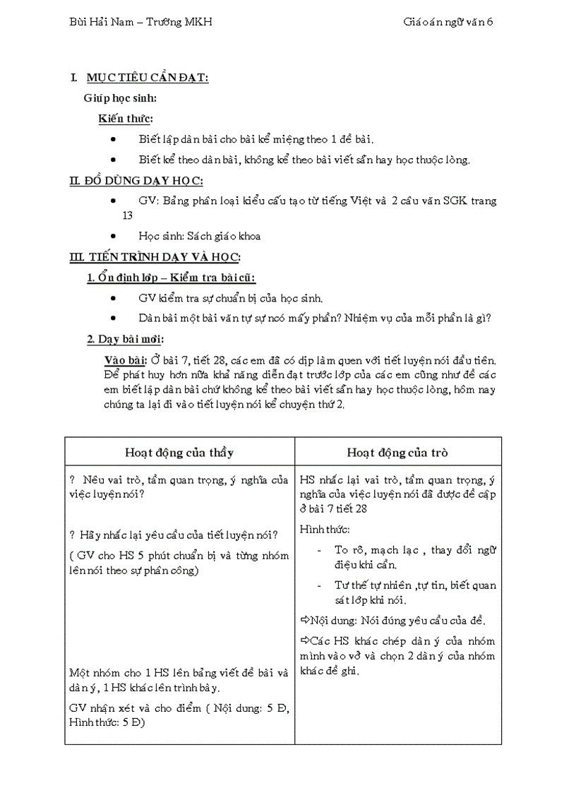 image for page Giáo án Ngữ văn 6 3 cột