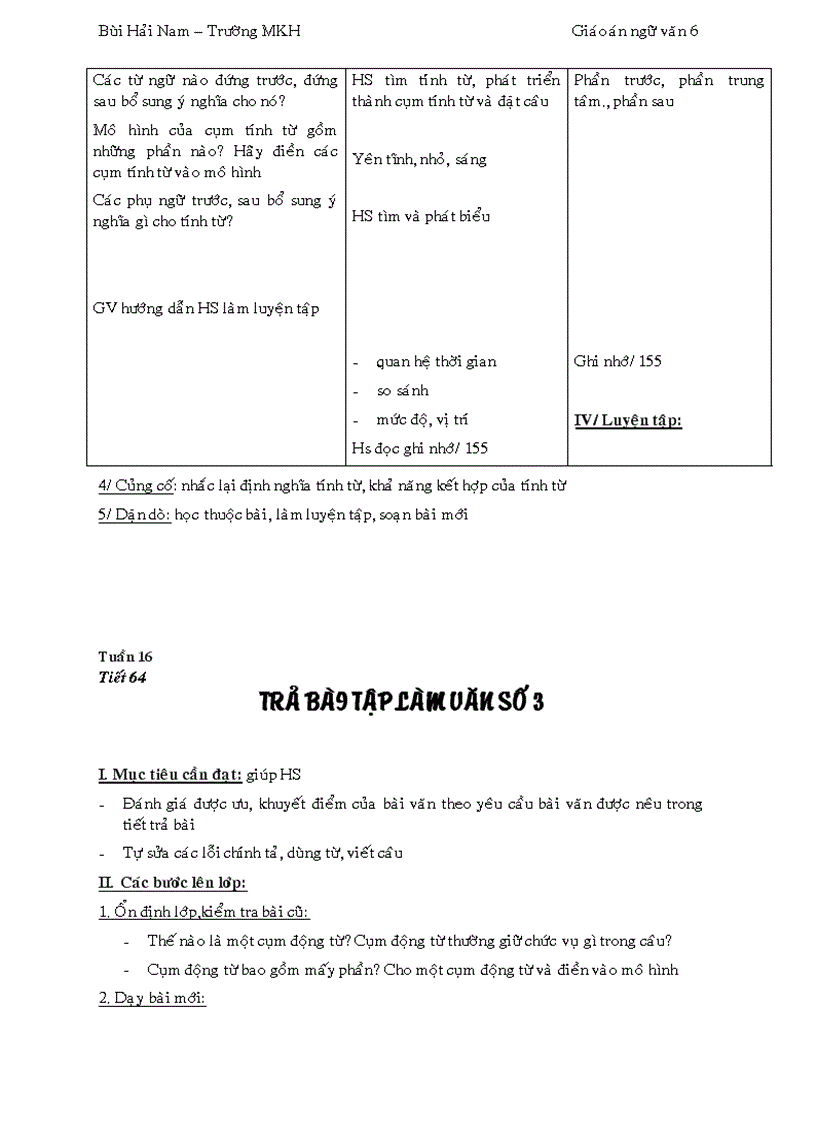 image for page Giáo án Ngữ văn 6 3 cột