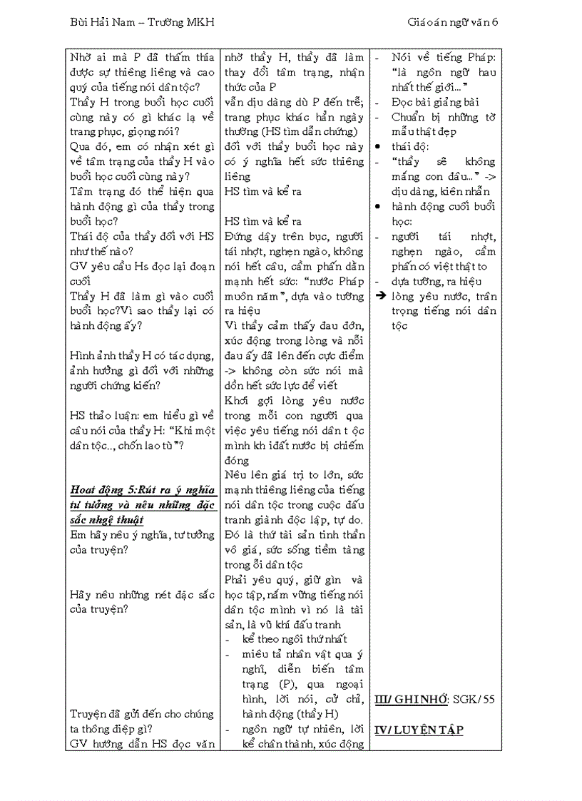 image for page Giáo án Ngữ văn 6 3 cột