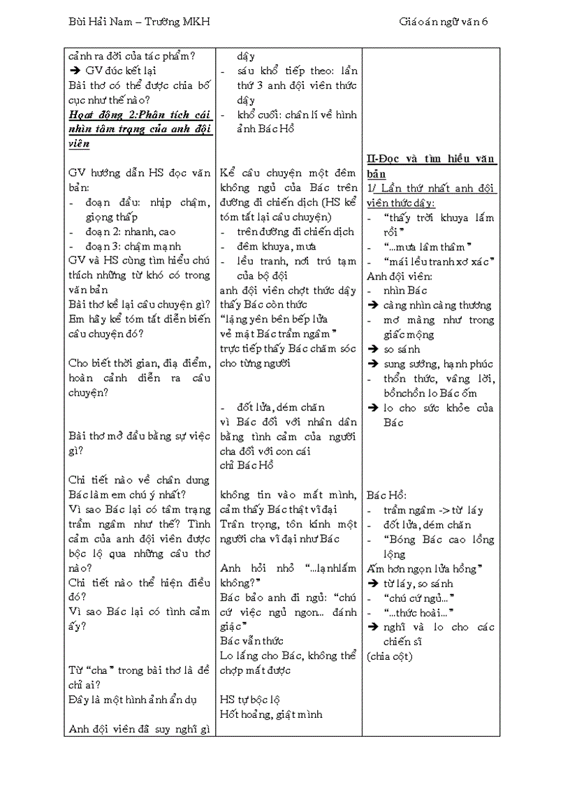 image for page Giáo án Ngữ văn 6 3 cột