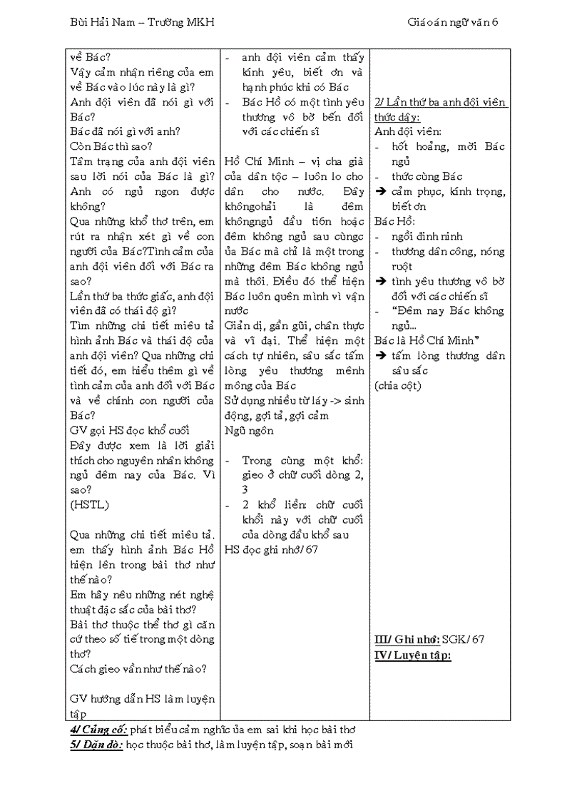 image for page Giáo án Ngữ văn 6 3 cột