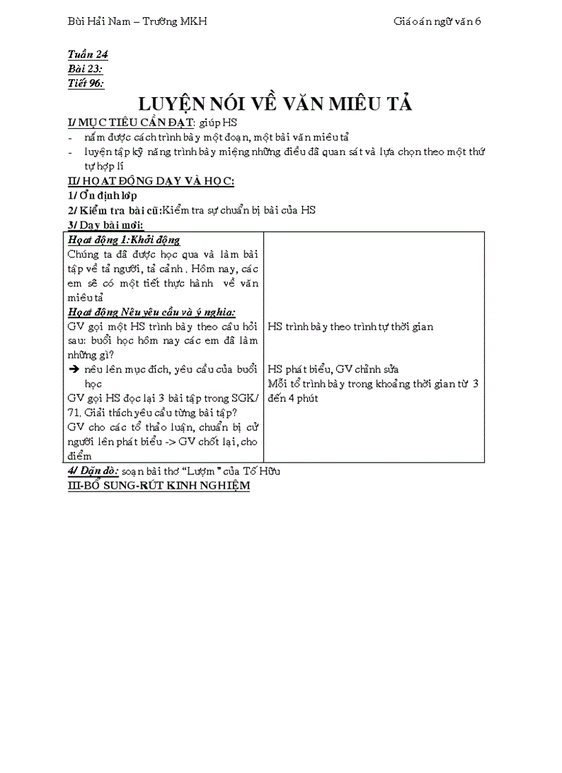 image for page Giáo án Ngữ văn 6 3 cột