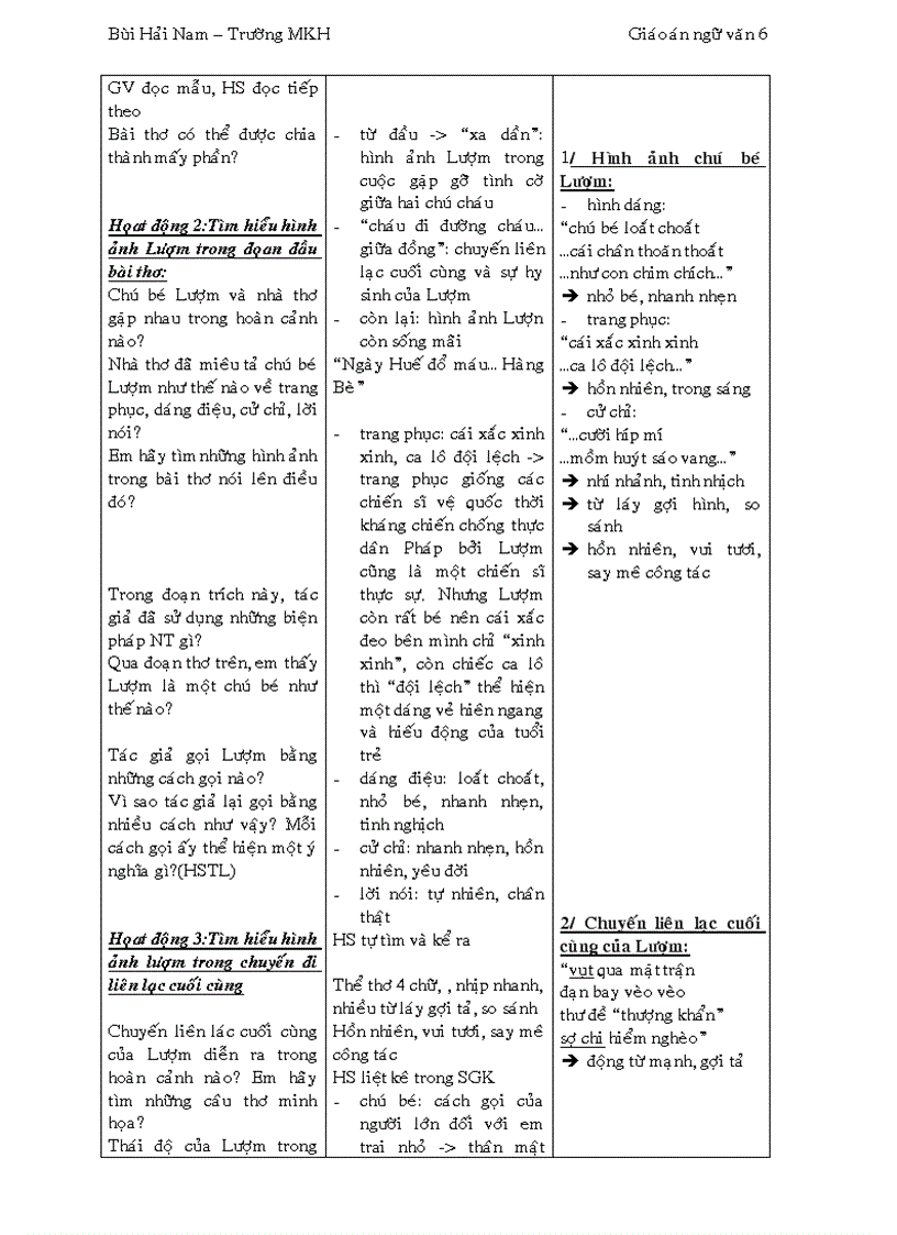 image for page Giáo án Ngữ văn 6 3 cột