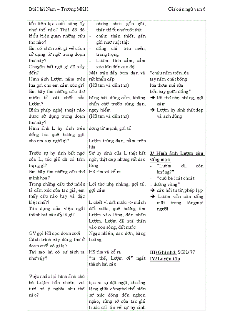 image for page Giáo án Ngữ văn 6 3 cột