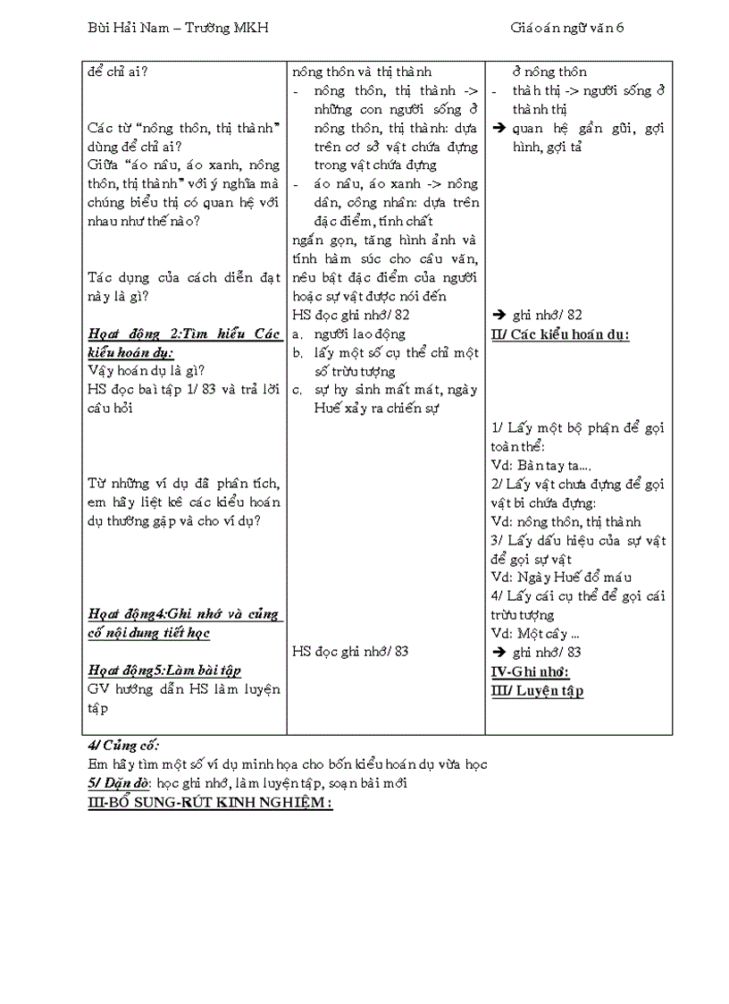 image for page Giáo án Ngữ văn 6 3 cột