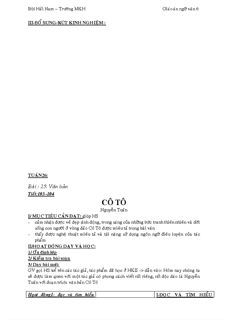 image for page Giáo án Ngữ văn 6 3 cột