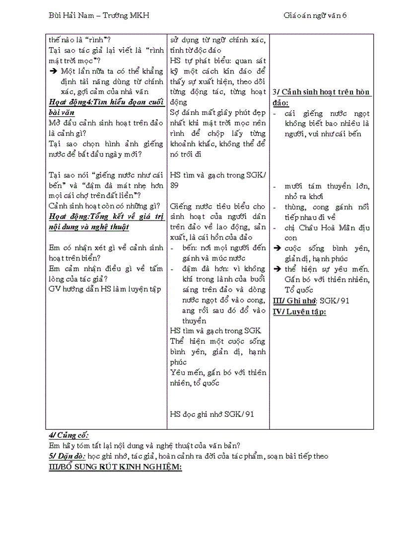 image for page Giáo án Ngữ văn 6 3 cột