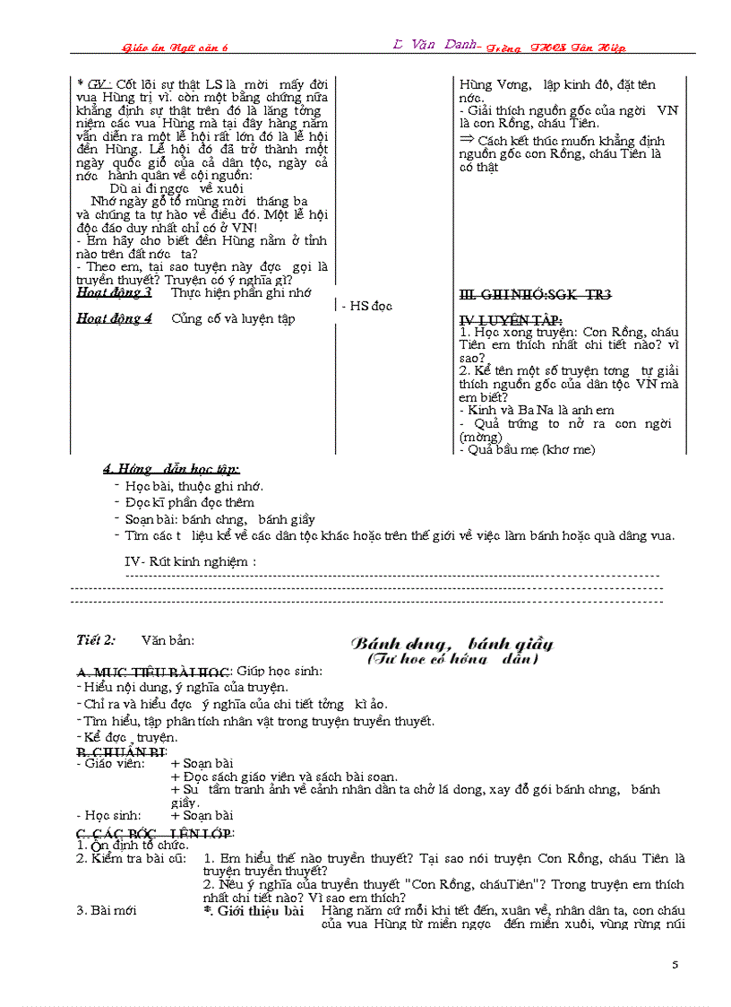 image for page Giáo án Ngữ văn 6 3 cột 2009 2010