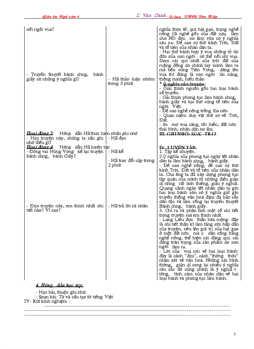 image for page Giáo án Ngữ văn 6 3 cột 2009 2010