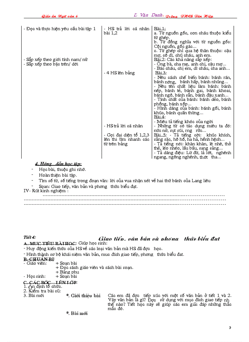 image for page Giáo án Ngữ văn 6 3 cột 2009 2010