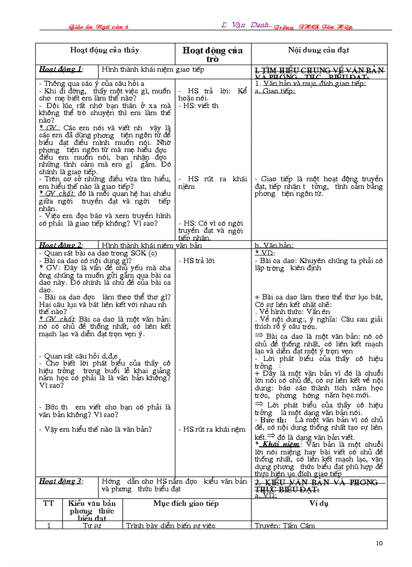 image for page Giáo án Ngữ văn 6 3 cột 2009 2010