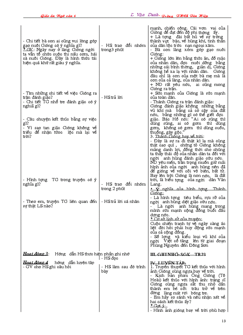 image for page Giáo án Ngữ văn 6 3 cột 2009 2010