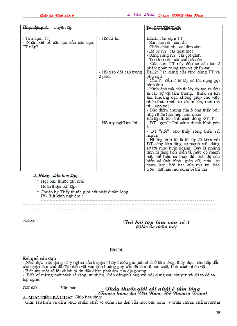 image for page Giáo án Ngữ văn 6 3 cột 2009 2010