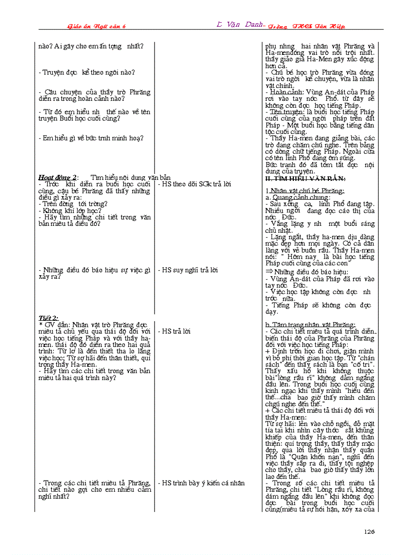 image for page Giáo án Ngữ văn 6 3 cột 2009 2010