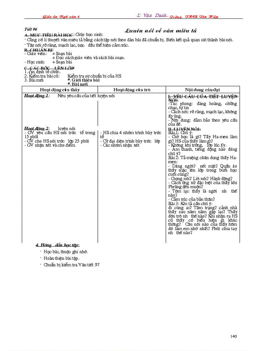 image for page Giáo án Ngữ văn 6 3 cột 2009 2010