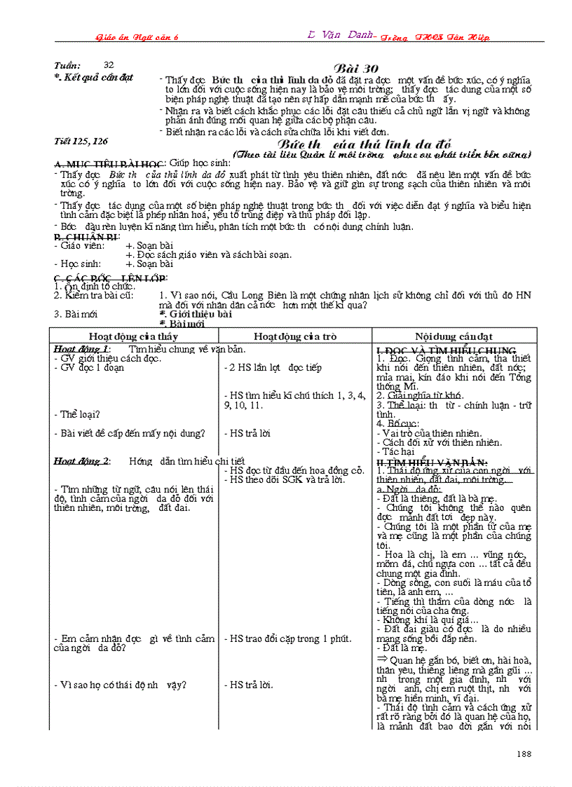 image for page Giáo án Ngữ văn 6 3 cột 2009 2010