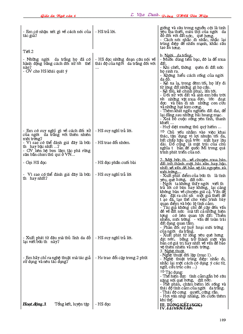 image for page Giáo án Ngữ văn 6 3 cột 2009 2010