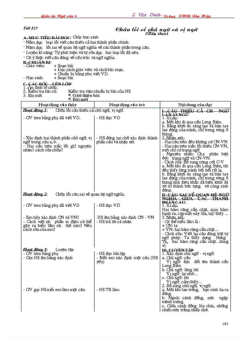 image for page Giáo án Ngữ văn 6 3 cột 2009 2010