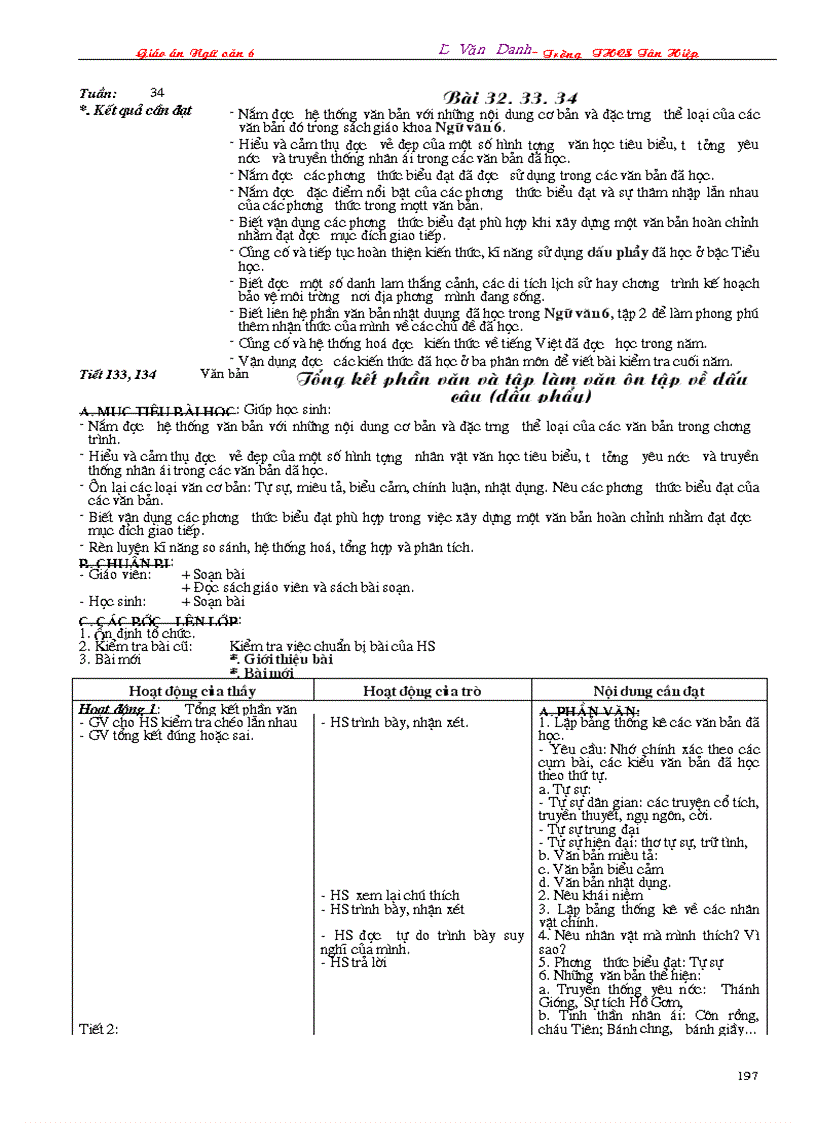 image for page Giáo án Ngữ văn 6 3 cột 2009 2010